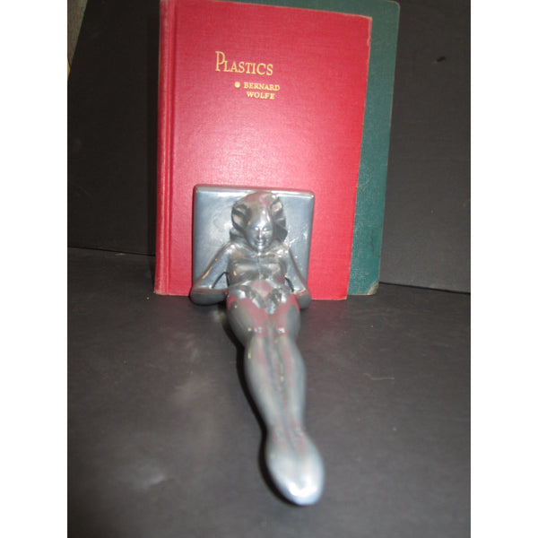 Frankart standing nymph Art Deco bookends, polished aluminum (pair)