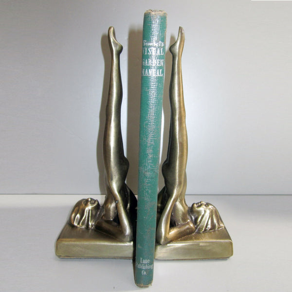 Frankart standing nymph Art Deco bookends, brass (pair)