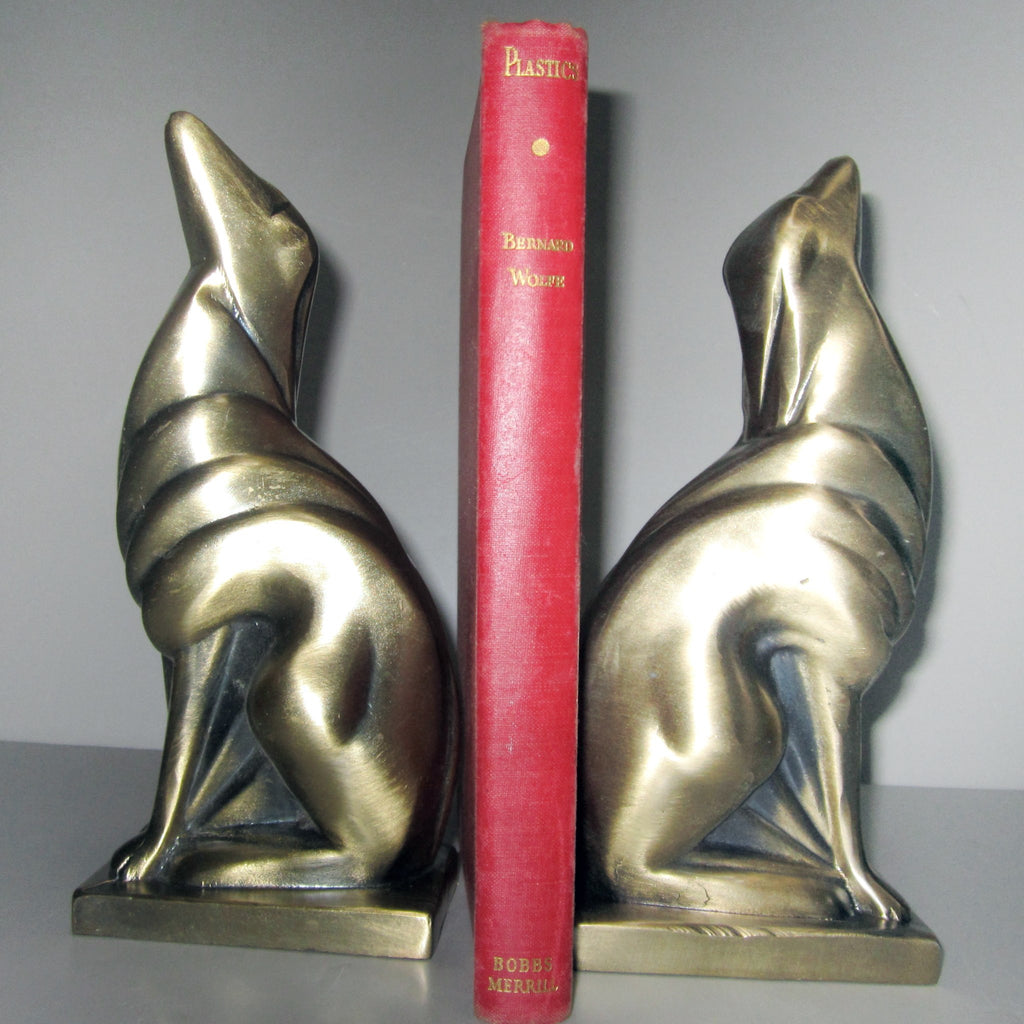 Frankart Greyhound Bookends, brass (pair)