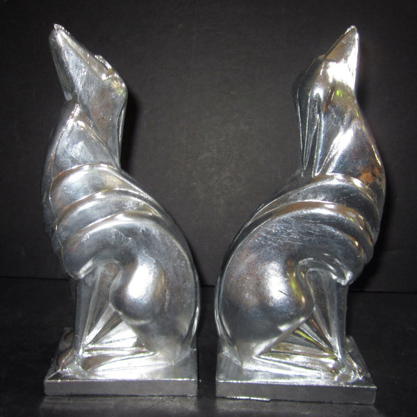 Frankart greyhound bookends in polished aluminum (pair)