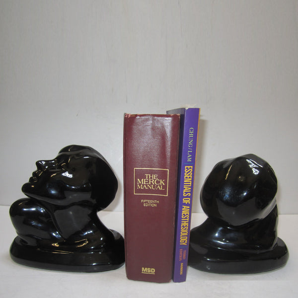 Frankart Art Deco Nymph Bust bookends in black (pair)