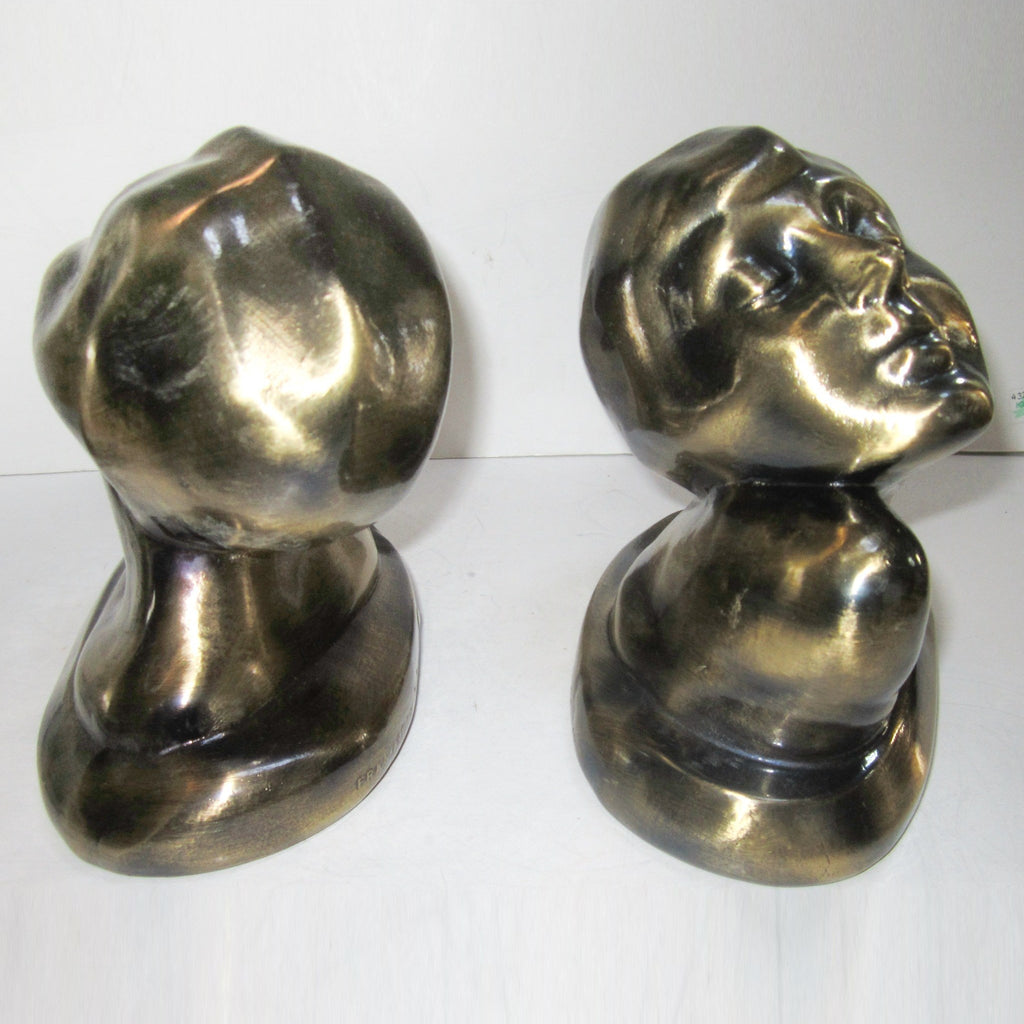 Frankart Art Deco Brass Nymph Bust bookends (pair)