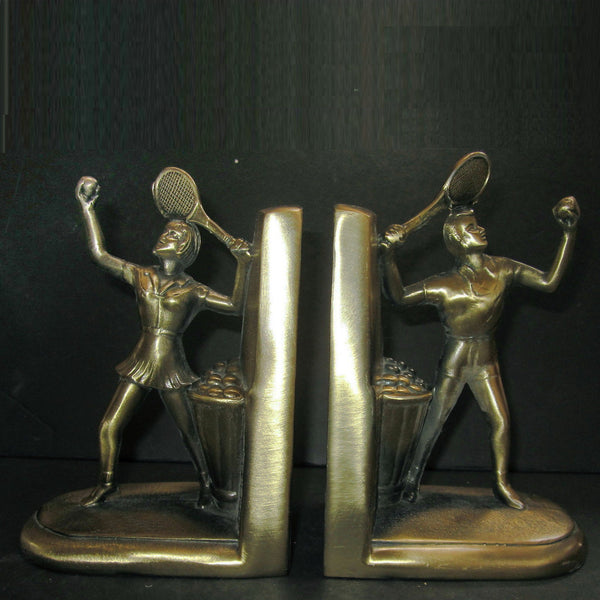 1950s Tennis Match brass bookends (pair)