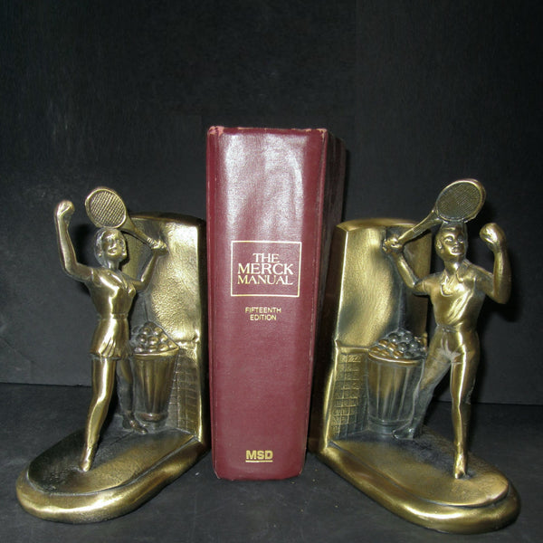 1950s Tennis Match brass bookends (pair)