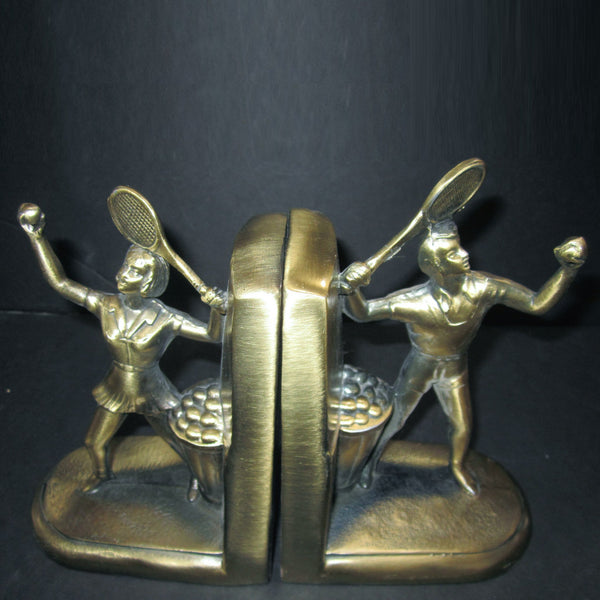 1950s Tennis Match brass bookends (pair)