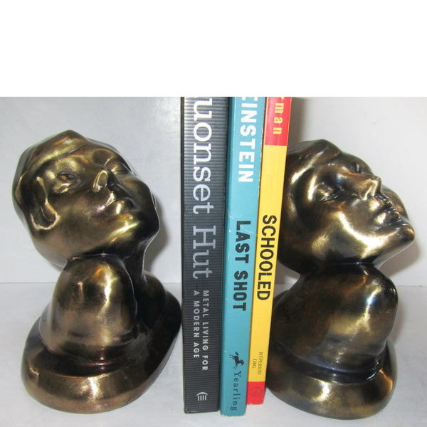 Frankart Art Deco Brass Nymph Bust bookends (pair)