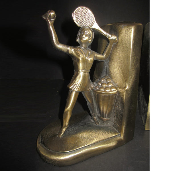 1950s Tennis Match brass bookends (pair)