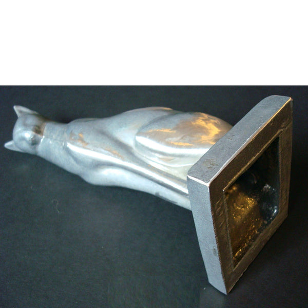 Frankart Art Deco Moderne sitting cat bookends, unfinished aluminum (pair)