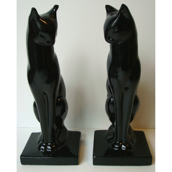 Frankart Art Deco Moderne sitting cat bookends, black (pair)