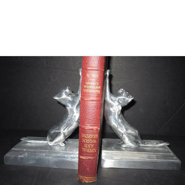 Frankart Moderne Stretching Cats  bookends, polished aluminum  (pair)