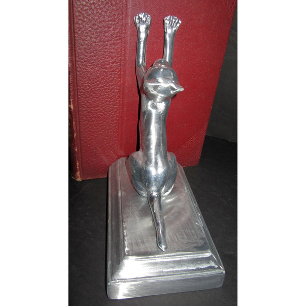 Frankart Moderne Stretching Cats  bookends, polished aluminum  (pair)