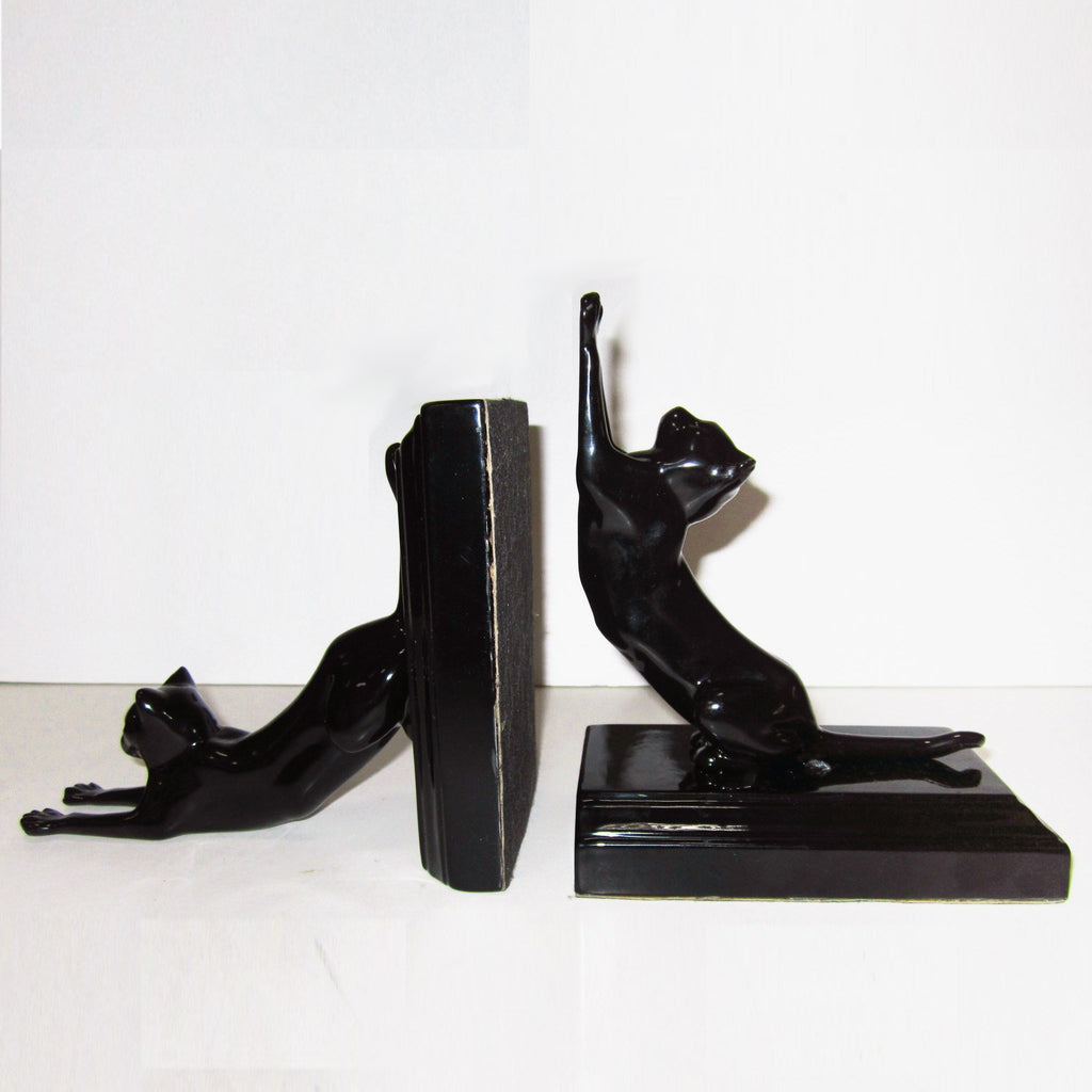 Frankart Moderne Stretching Cats  bookends, black  (pair)
