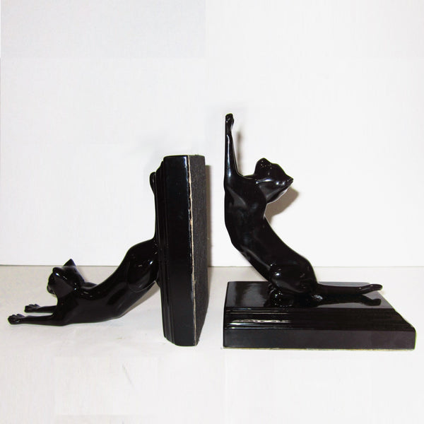 Frankart Moderne Stretching Cats  bookends, black  (pair)