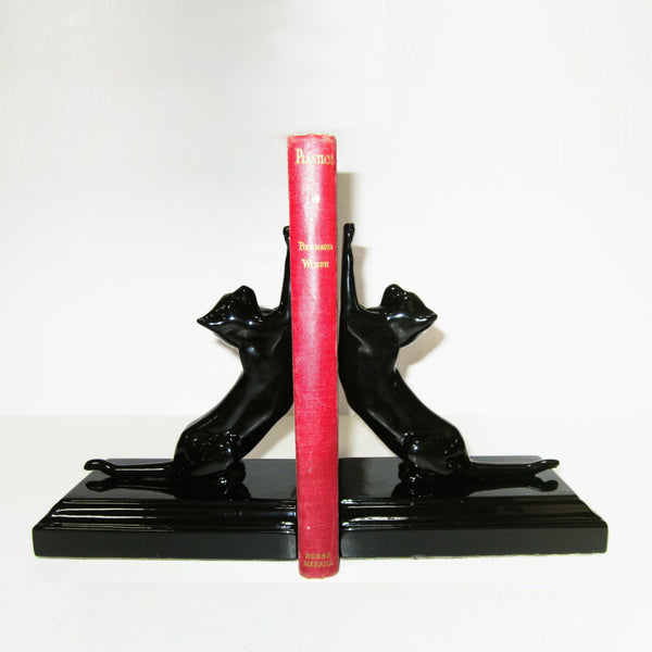 Frankart Moderne Stretching Cats  bookends, black  (pair)
