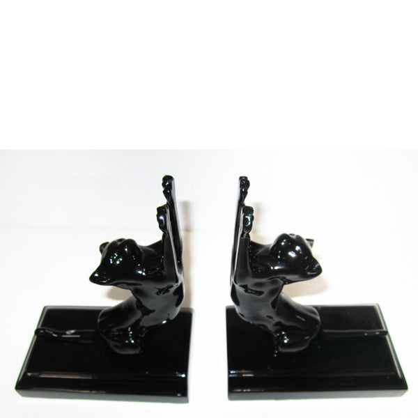 Frankart Moderne Stretching Cats  bookends, black  (pair)