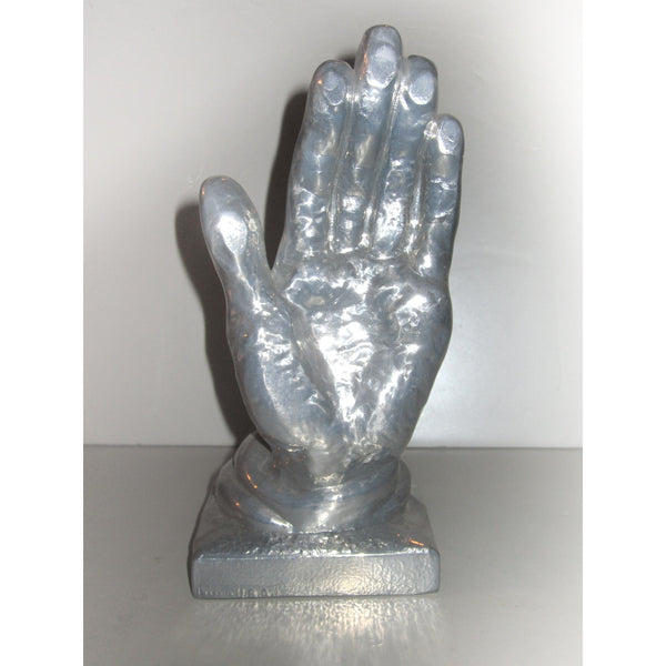 Helping Hands polished aluminum Art Deco bookends (pair)