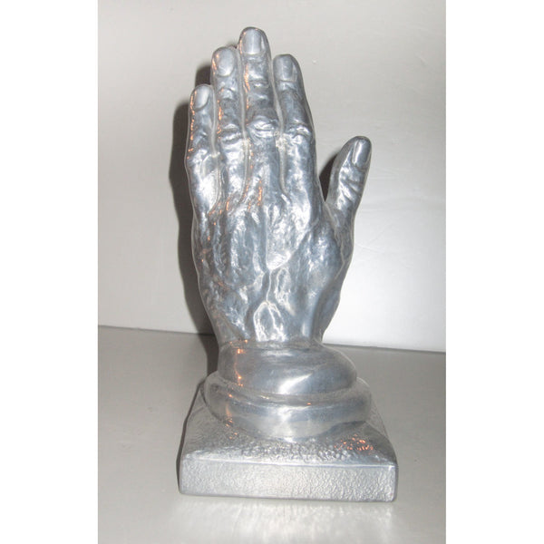 Helping Hands polished aluminum Art Deco bookends (pair)