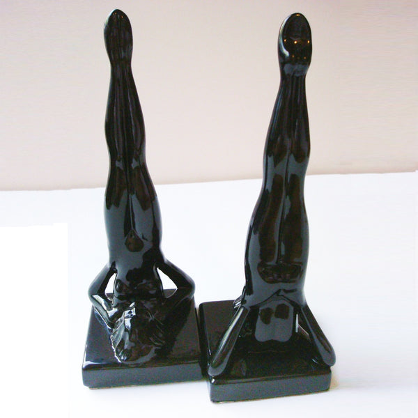 Frankart standing nymph Art Deco bookends, black (pair)