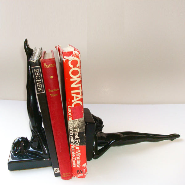 Frankart standing nymph Art Deco bookends, black (pair)