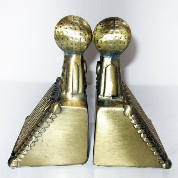 Golf Ball and Book brass bookends (pair)