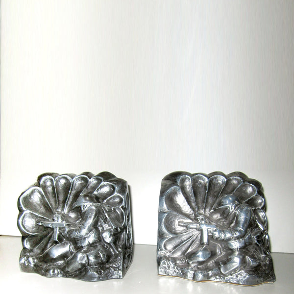 WWII Airborne Paratroopers heavy aluminum bookends (pair)