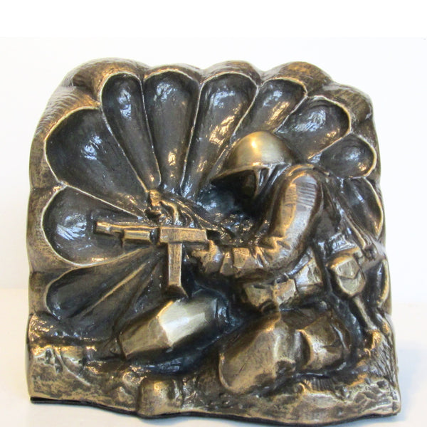 WWII Airborne Paratrooper heavy brass doorstop (single)