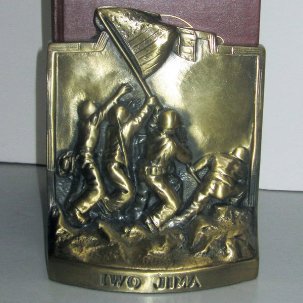 USMC Iwo Jima Flag-raising bookends, brass (pair)