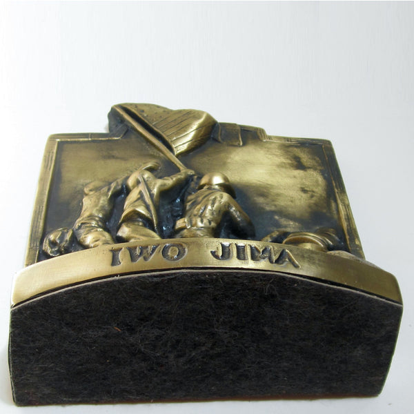USMC Iwo Jima Flag-raising bookends, brass (pair)
