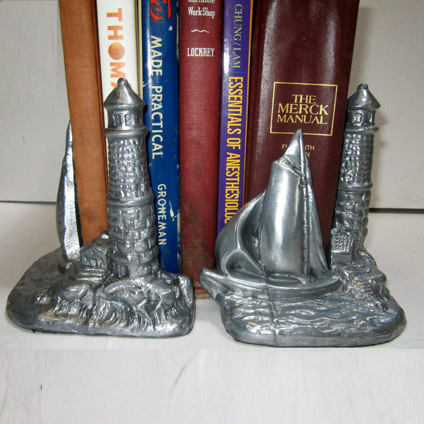 Lighthouse and Sailboat bookends (pair)