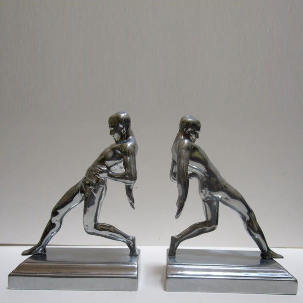 Frankart style Gymnast male nude bookends, aluminum (pair)