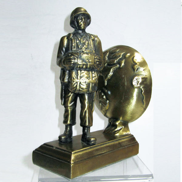 WWII U.S. Army Airborne Paratrooper doorstop, brass