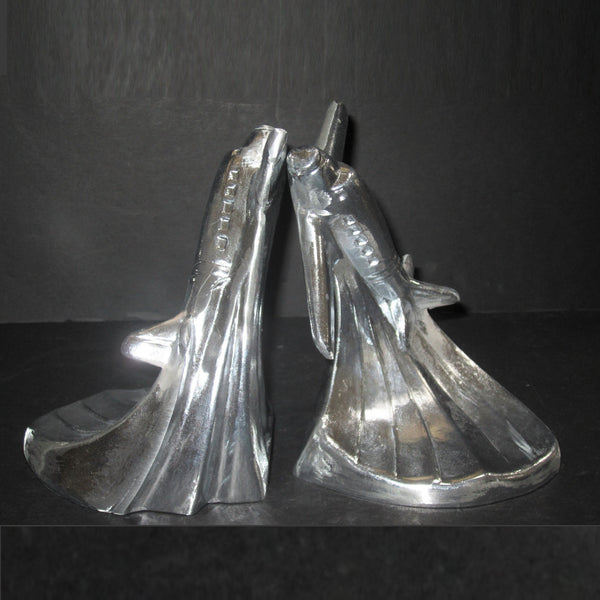 Piper Cub airplane bookends in highly polished aluminum (pair)