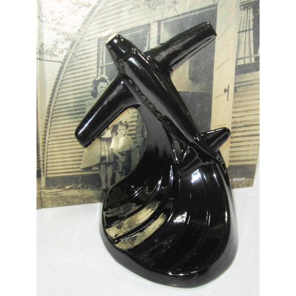 Piper Cub airplane Art Deco bookends, black (pair)