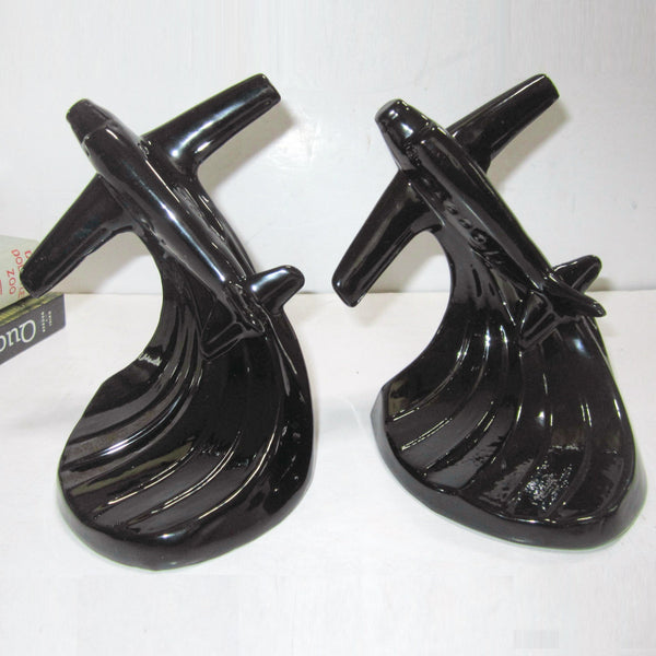 Piper Cub airplane Art Deco bookends, black (pair)