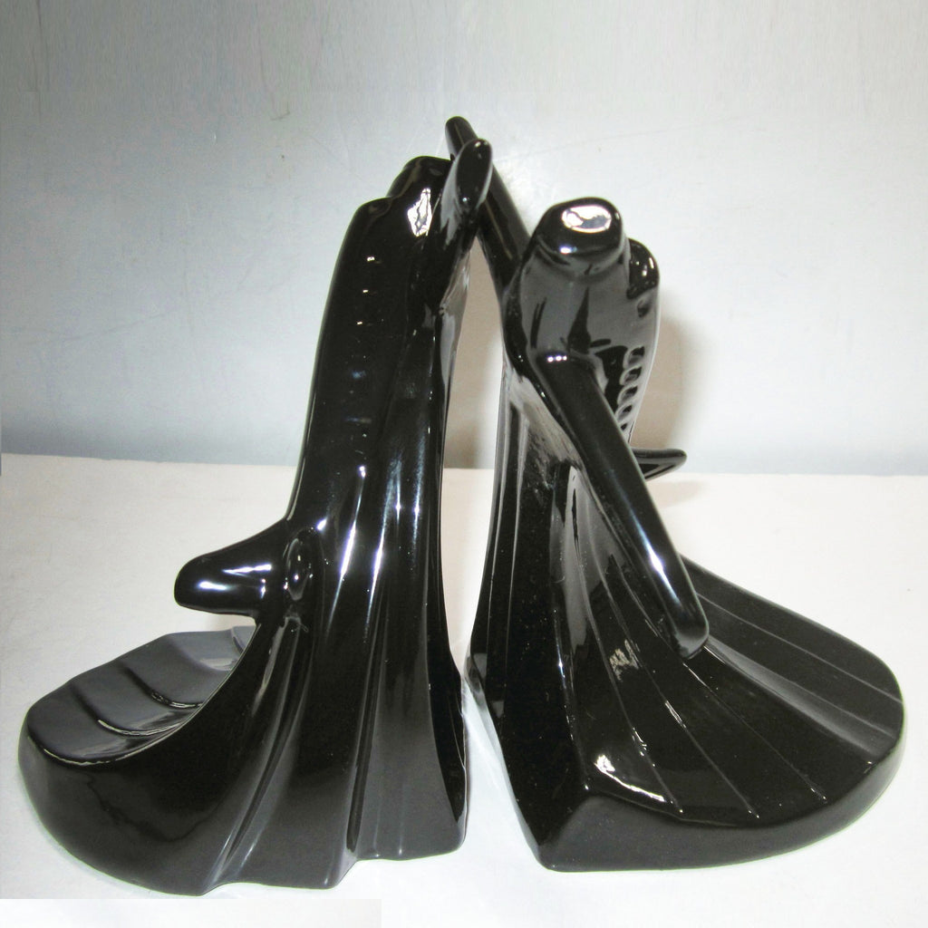 Piper Cub airplane Art Deco bookends, black (pair)