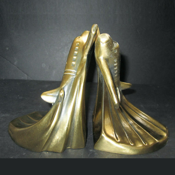Piper Cub airplane Art Deco bookends, brass (pair)