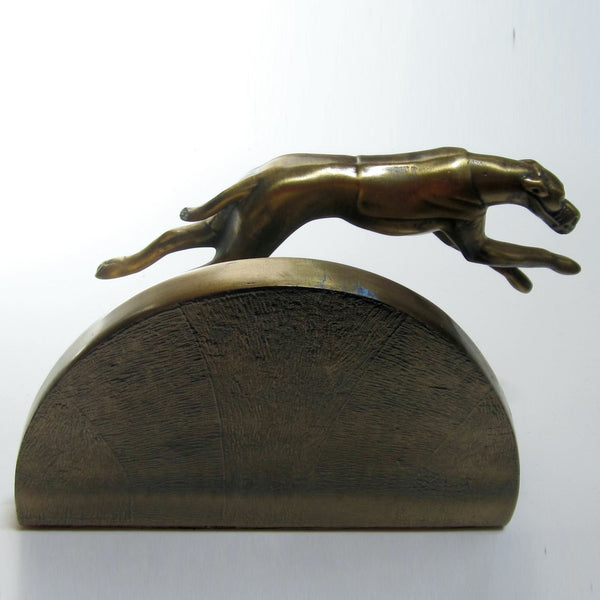 Art Deco Racing Greyhound brass doorstop (damaged)