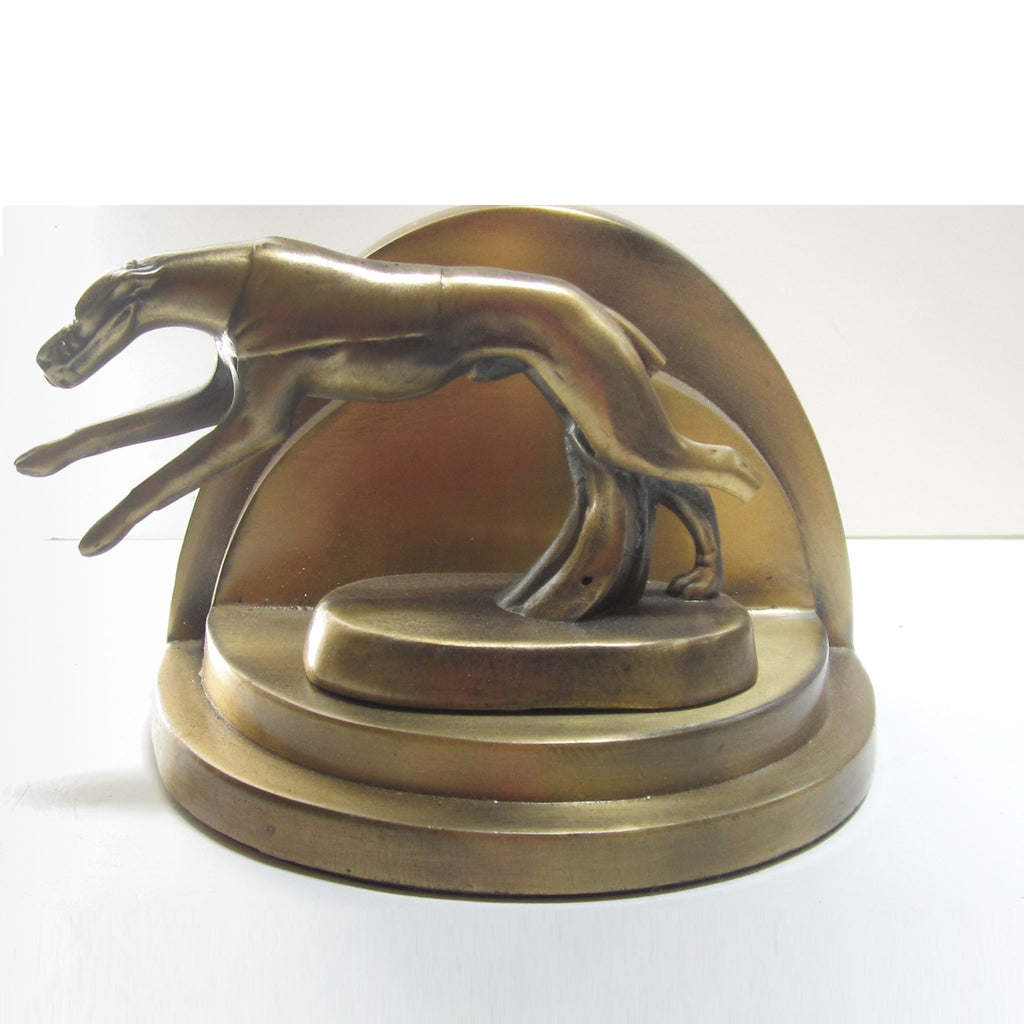 Art Deco Racing Greyhound brass doorstop (damaged)