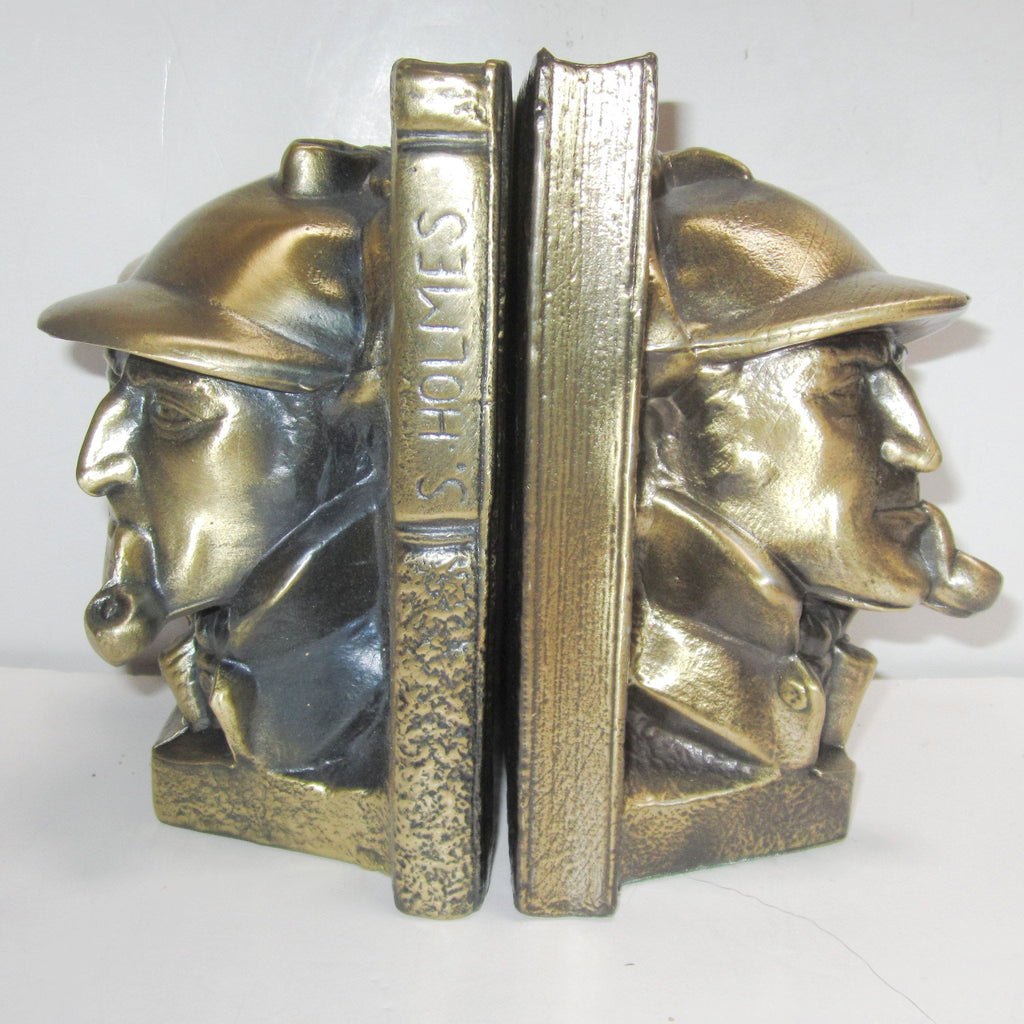 Sherlock Holmes Detective bookends, brass (pair)