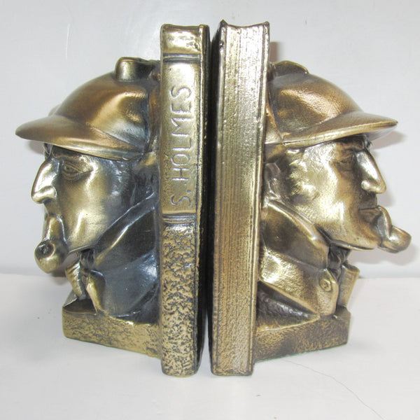 Sherlock Holmes Detective bookends, brass (pair)