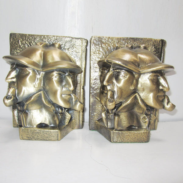 Sherlock Holmes Detective bookends, brass (pair)
