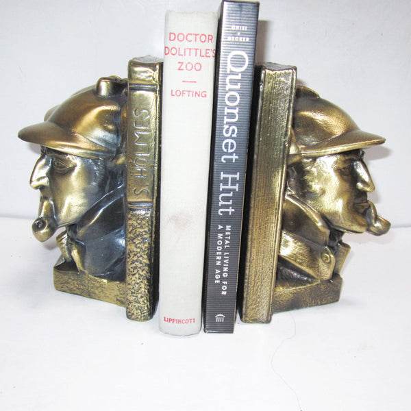 Sherlock Holmes Detective bookends, brass (pair)