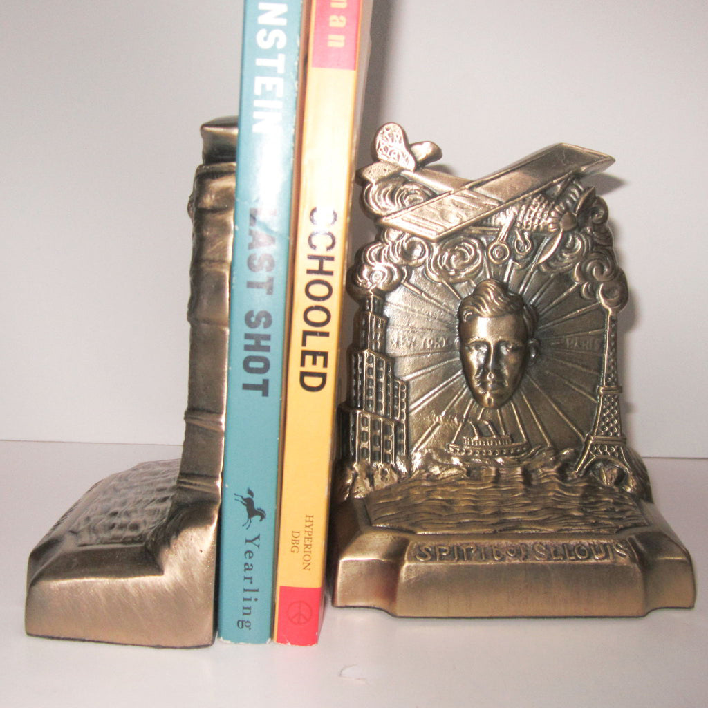 Lindbergh "Spirit of St Louis" brass bookend (pair)