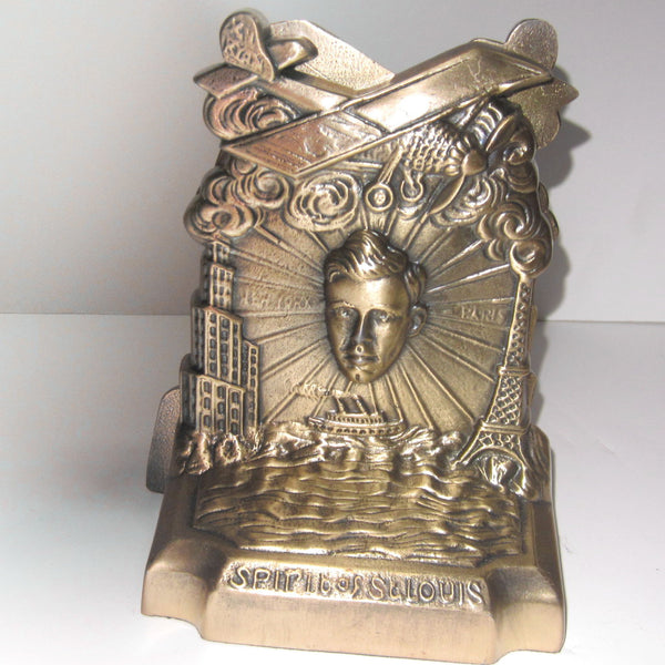 Lindbergh "Spirit of St Louis" brass bookend (pair)