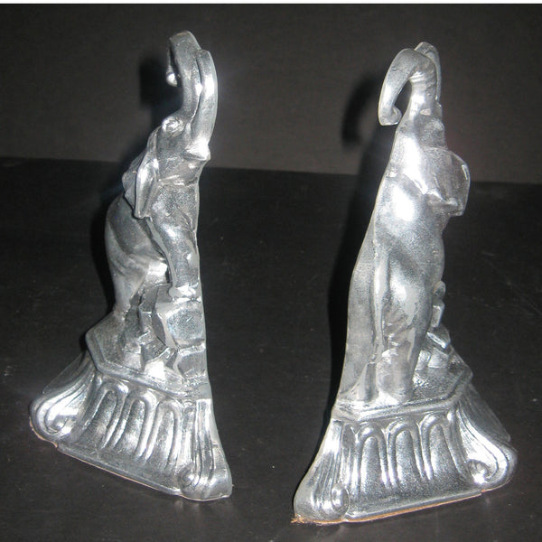 Elephants vintage aluminum bookends (pair)