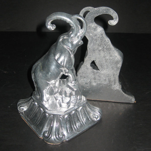 Elephants vintage aluminum bookends (pair)