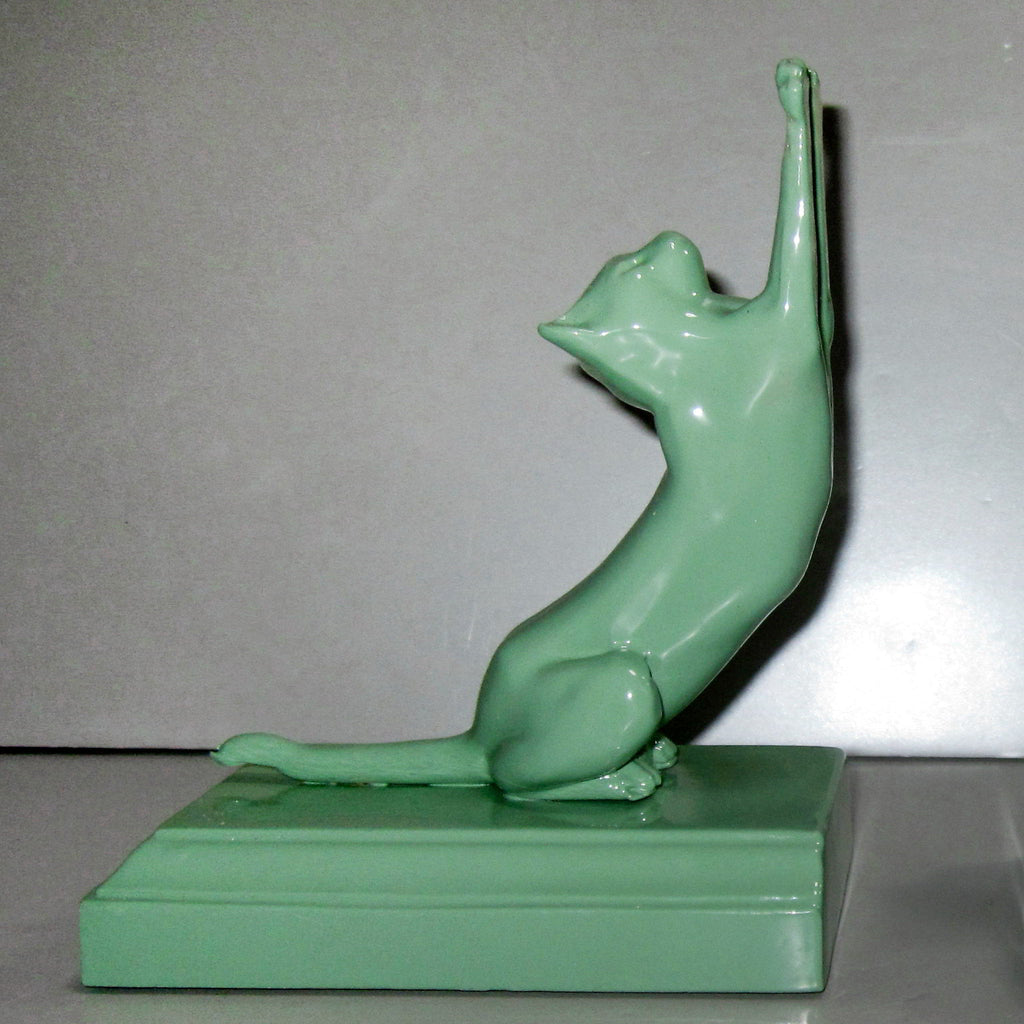 Frankart Moderne Stretching Cats bookends, greenie  (pair)