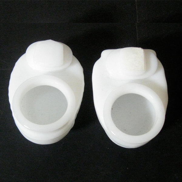 Depression glass bird feeders, milk glass (pair)