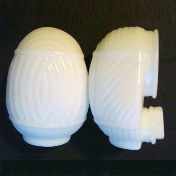 Depression glass bird feeders, milk glass (pair)