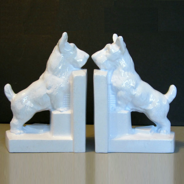 Scottie Dogs bookends, white (pair)